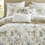 Édredon 6 pièces en coton avec imprimé floral sophistiqué, coton tissé 300tc, rembourrage doux en nuage 300 g / m², literie assortie, couvre-oreillers à bride et coussins décoratifs à motif naturel