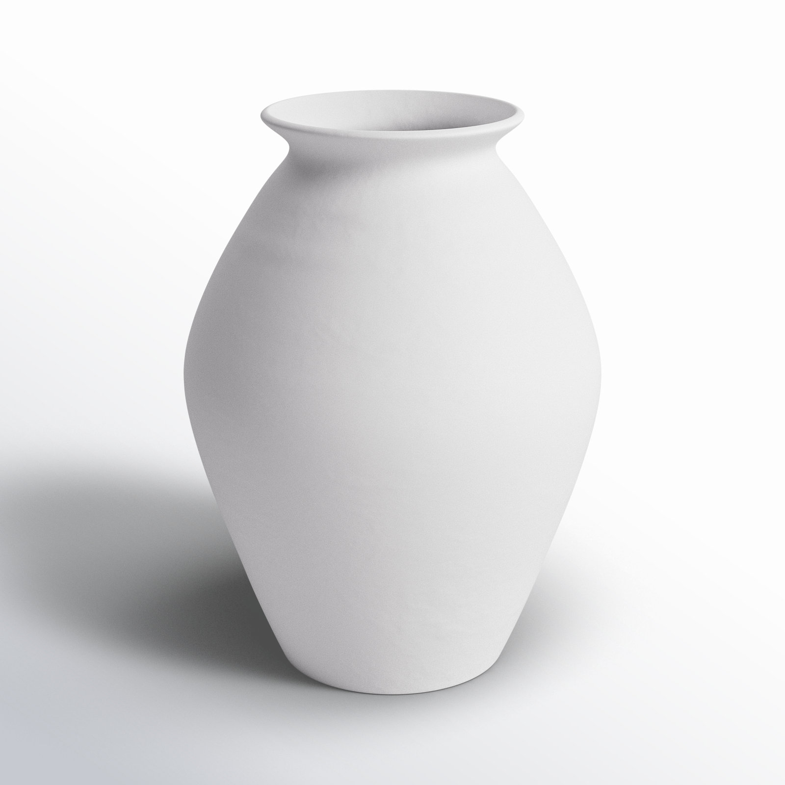 Ambretta Handmade Terracotta Table Vase, White, 8.75" H x 6.25" W x 6.25" D
