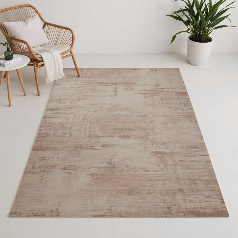 Tapis beige abstrait intérieur et extérieur, Rectangle 5 pi x 7 pi