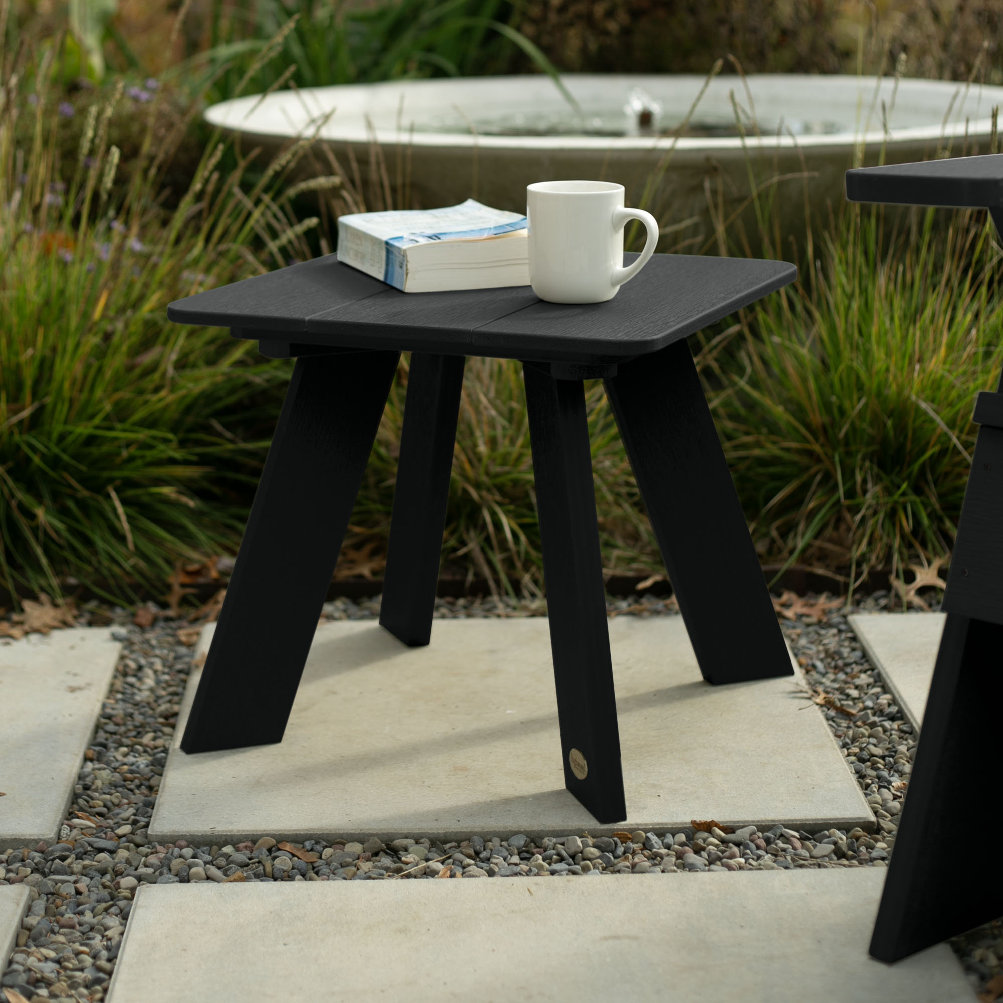 Byrnes Outdoor Adirondack Chair With Table, Black