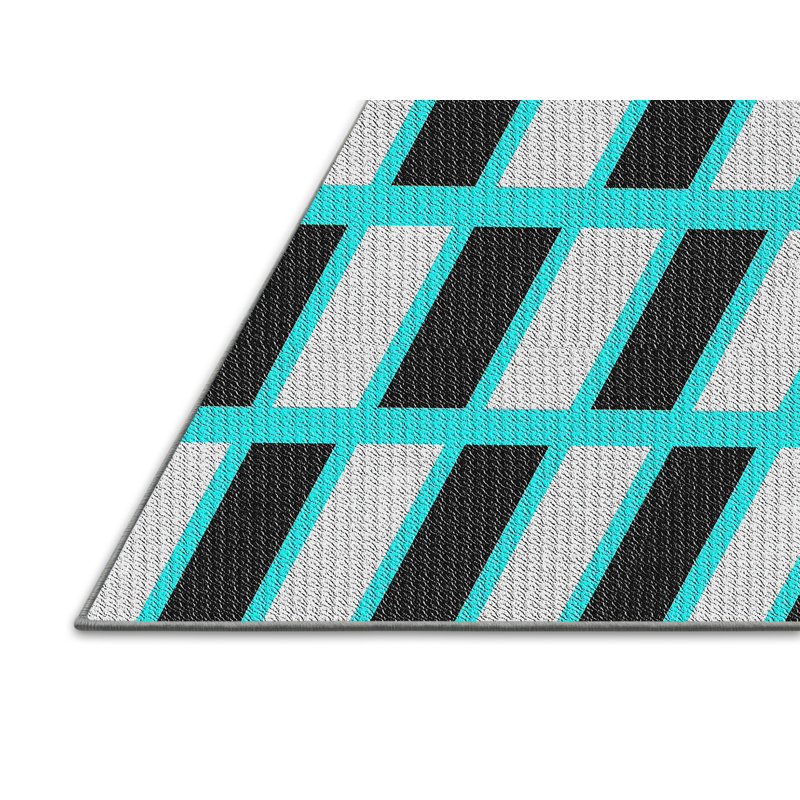 Gris abstrait/noir/Tapis décoratif bleu, Rectangle 7 pi x 10 pi