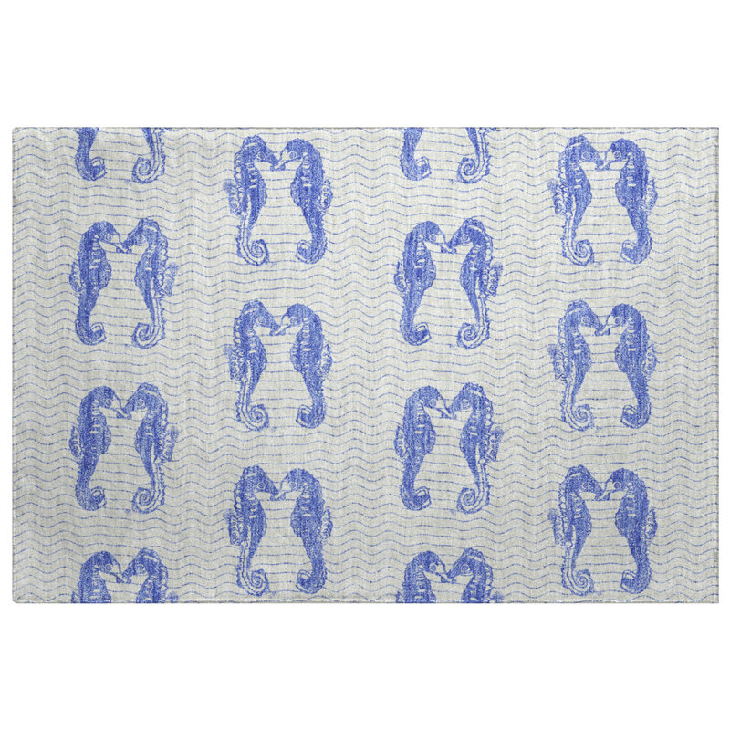 Tapis d'hippocampe de première qualité ADS194, Bleu, 2 pi 6 po x 3 pi 10 po