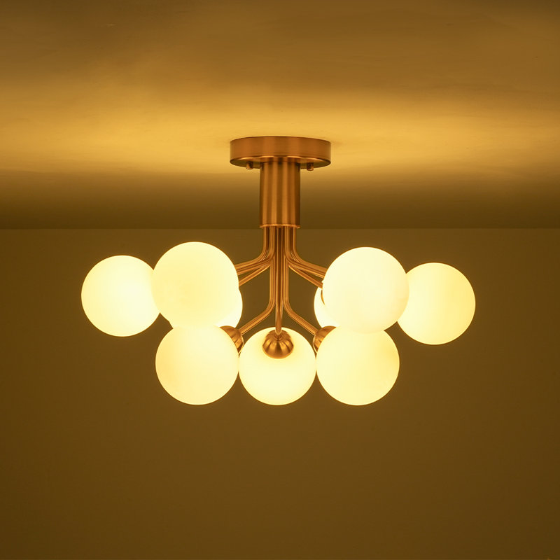 Nordic Frosted Glass 9-Light Tiered Semi-Flush Mount