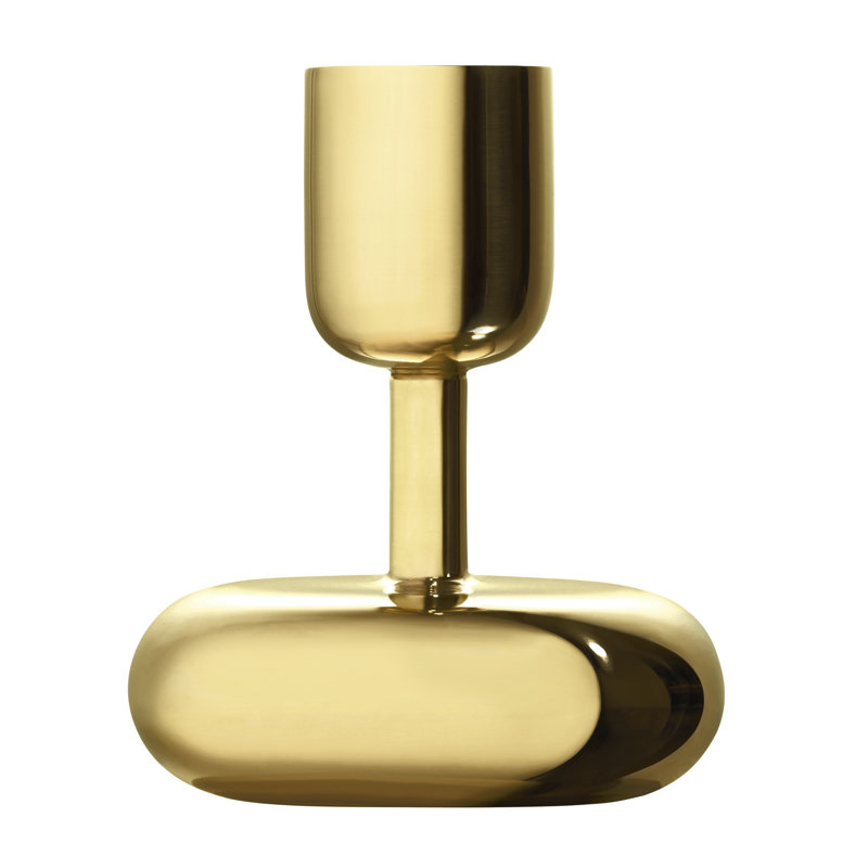 Bougeoir en acier thermolaqué Juba, 4,25" H x 3,5" L x 3,5" D, Laiton massif