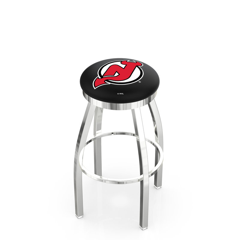 NHL Swivel Extra Tall Stool, New Jersey Devils, Chrome, "Bar Stool (30" Seat Height)"