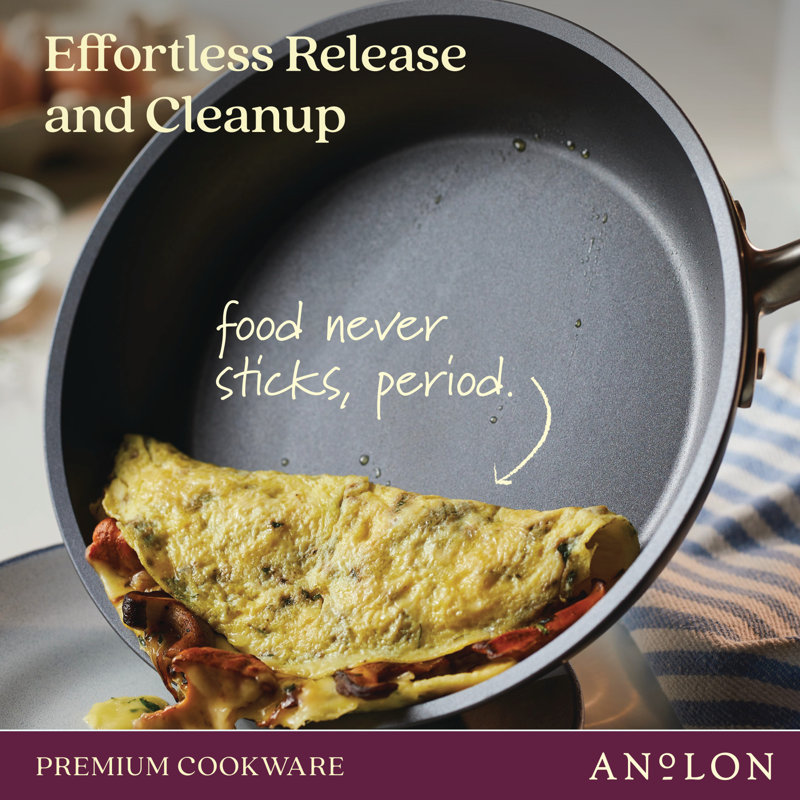Accolade Forged Hard Anodized Nonstick Induction Deep Frying Pan / Skillet With Lid, 12 Inch, Moonstone