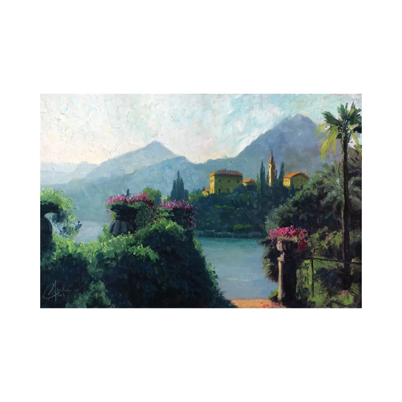 «Lake Como, Italy» par Christopher Clark, reproduction d'art, Toile tendue, H 26 po x l 40 po x P 1,5 po