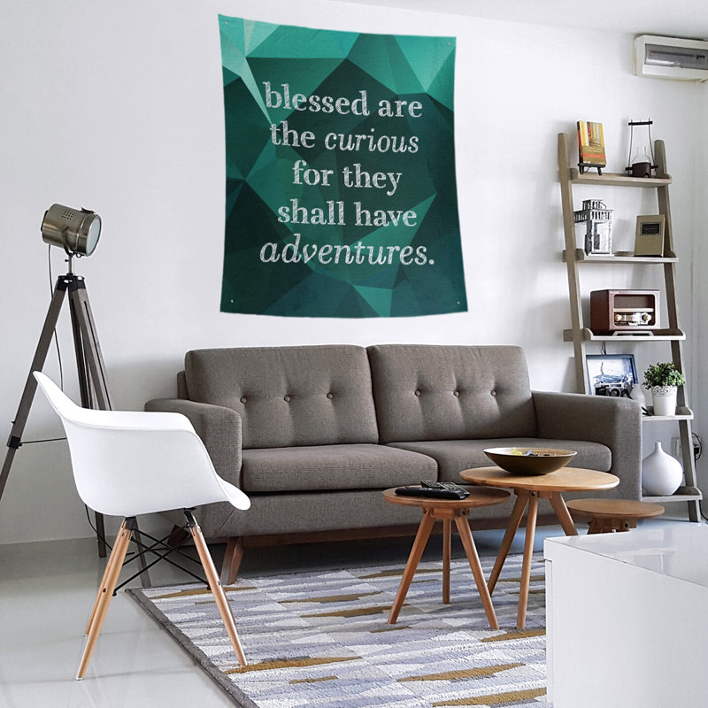 Tapisserie citation en faux gemme en polyester, H 104 po x l 88 po, Émeraude