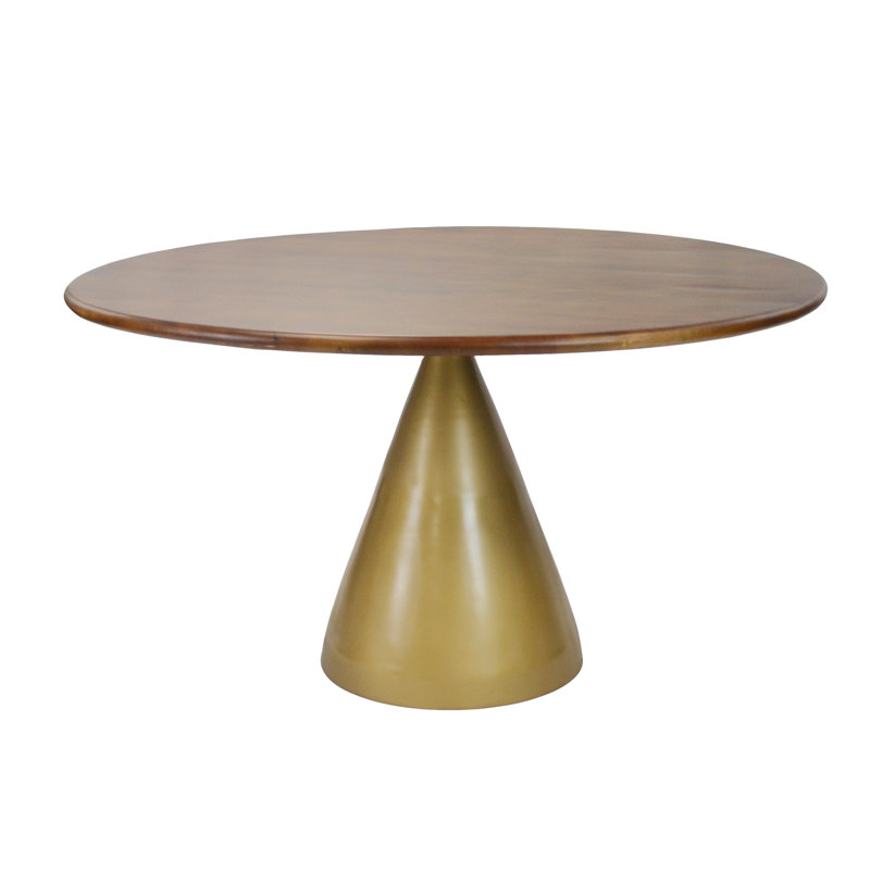Modern Gold 54" Round Dining Table with Elegant Pedestal Base
