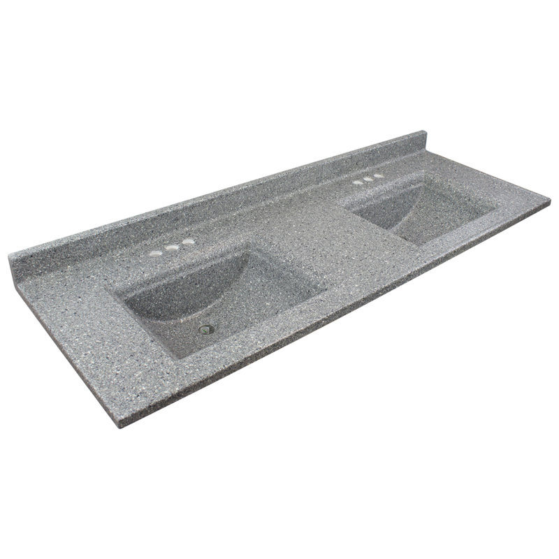 Plateau de salle de bain double 61 po meuble-lavabo Camila, Chrome minuit