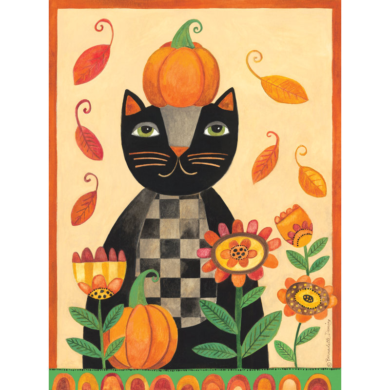 «Jakelyn Black Cat And Pumpkins» par Bernadette Deming, H 18 po x l 12 po