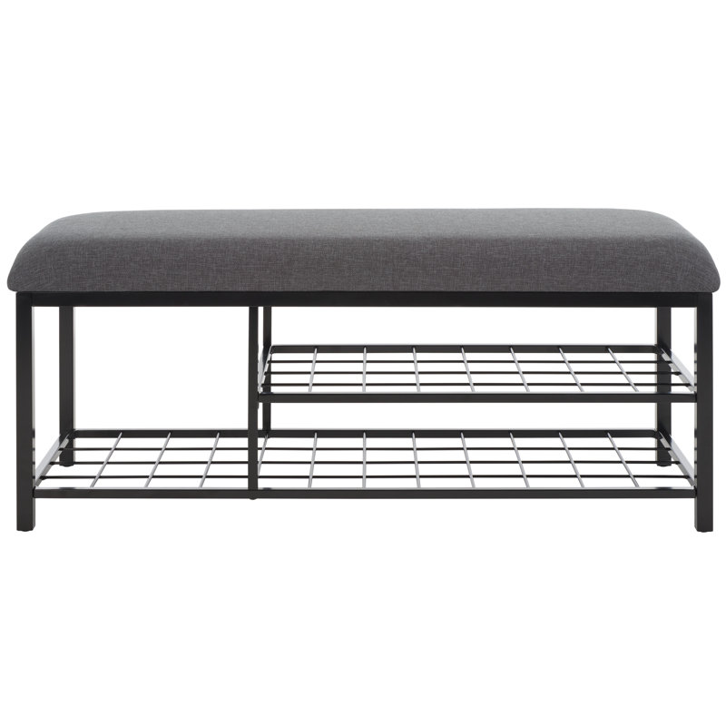 Edmea Polyester Upholstered Storage Bench, Dark Gray