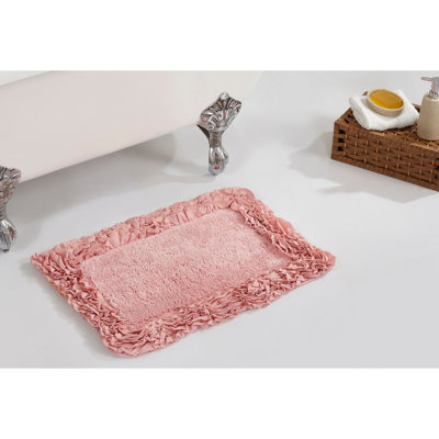 Aveliss 100% Cotton Tufted Bath Rug with Spray Latex Backing Machine Washable Luxurious Ruffle Border Ultra Soft and Absorbent Bathroom Rug