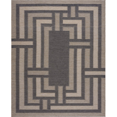 Amanda Geometric Black & Beige Indoor / Outdoor Area Rug