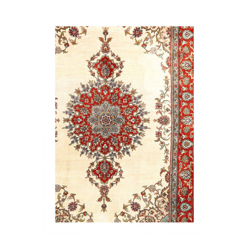 Ivory Sino Tabriz Pure silk 2'7"x4'