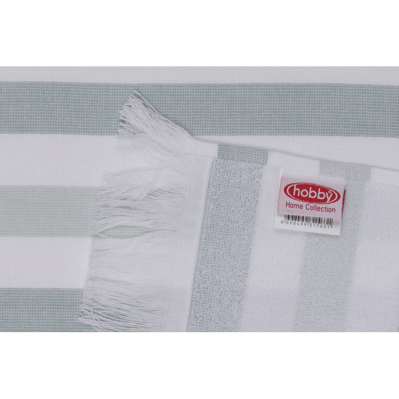 Ensemble de serviettes de bain 100% coton 2 pièces Caliee, Vert/blanc
