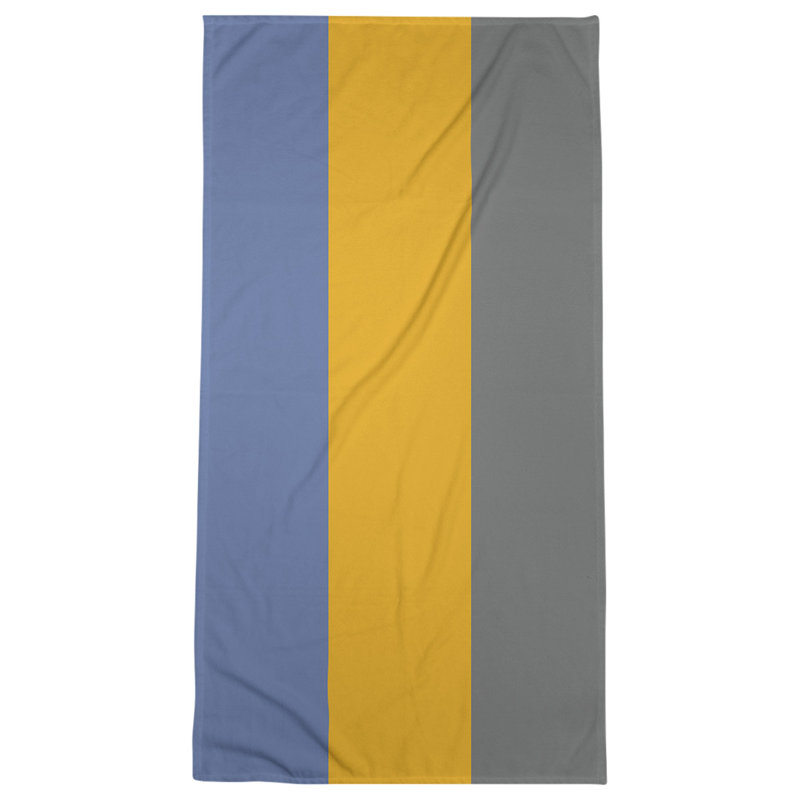 Cotton Blend Lightweight Bath Towel, Blue/Yellow/Gray