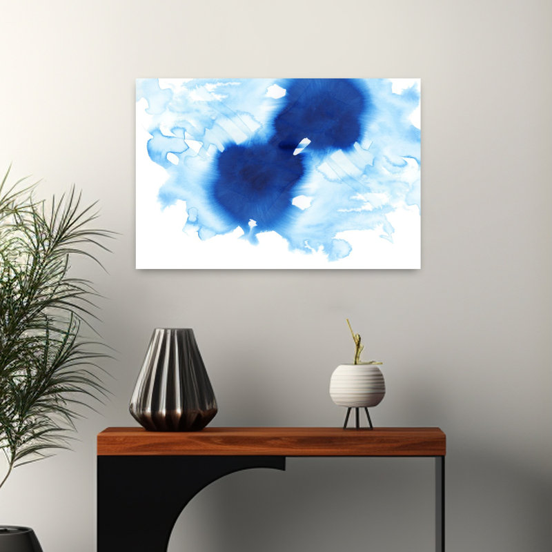 Indigène indigo I, art mural contemporain abstrait, H 24 po x l 16 po