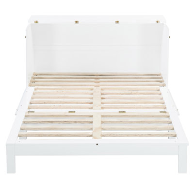 Queen Size White Bed Space For Multifunctional Rooms Large Drawers Clothing Storage Finish And Charging Port Easy Assembly Design Big Sports Equipment Accent Built-In Simple Setup Your Room