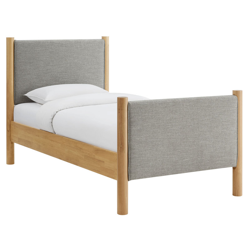 Lit plateforme tapissier Maven Boucle, Simple, Chêne blé, Bois manufacturé