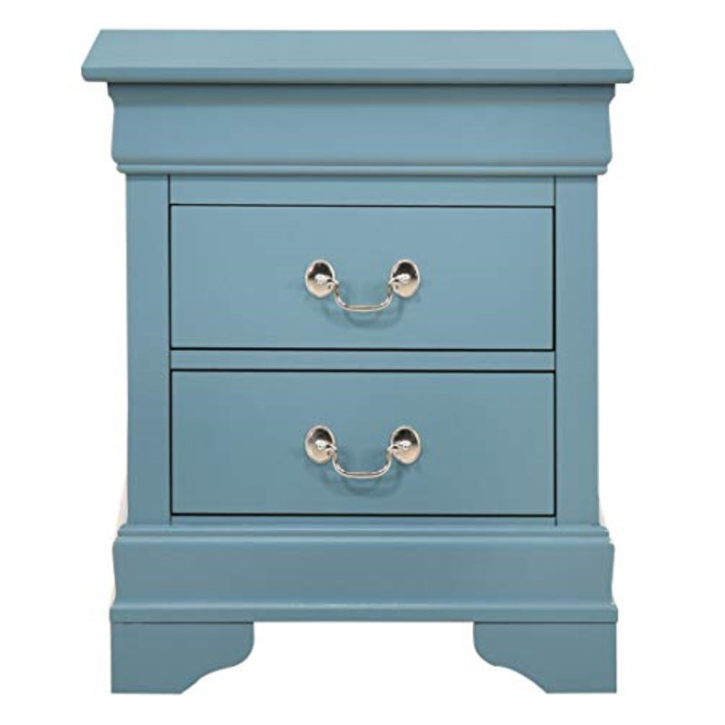 Table de chevet 2 tiroirs Jeffreys, Bleu sarcelle