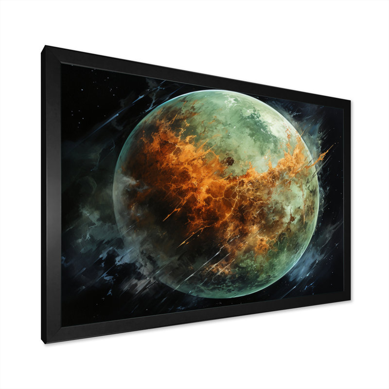 " Orange Misty Earthen ", Black Single Picture Framed, 24" H x 32" W x 1" D
