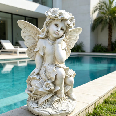 Enchanting Resin Fairy Garden Statue with Durable Hand-Painted Wings