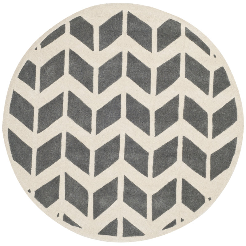 Chatham Hand Tufted Wool Chevron Rug, Round 7'