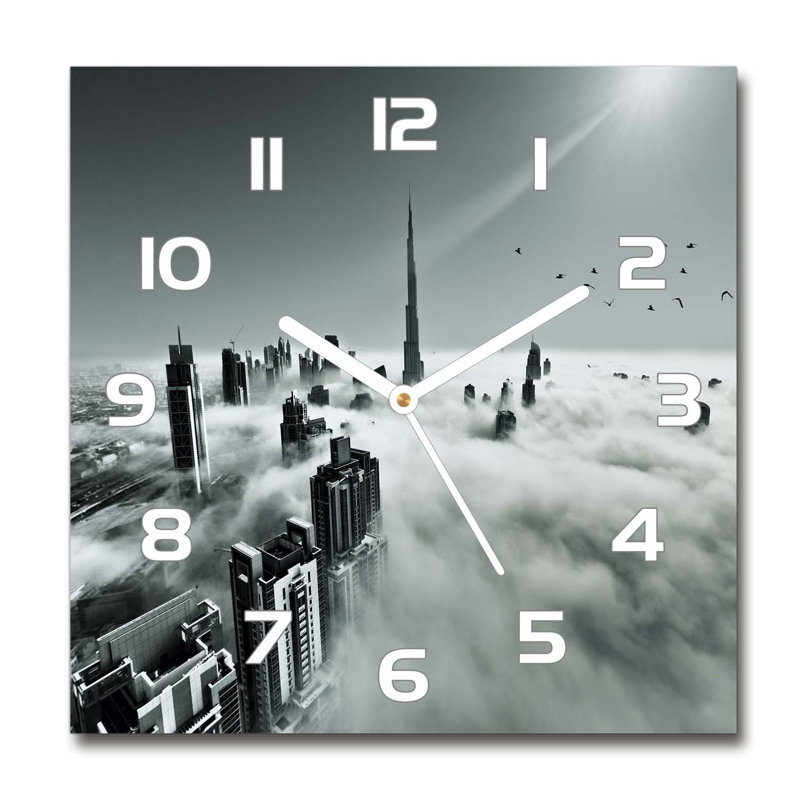 Glass Wall Clock, White/Grey