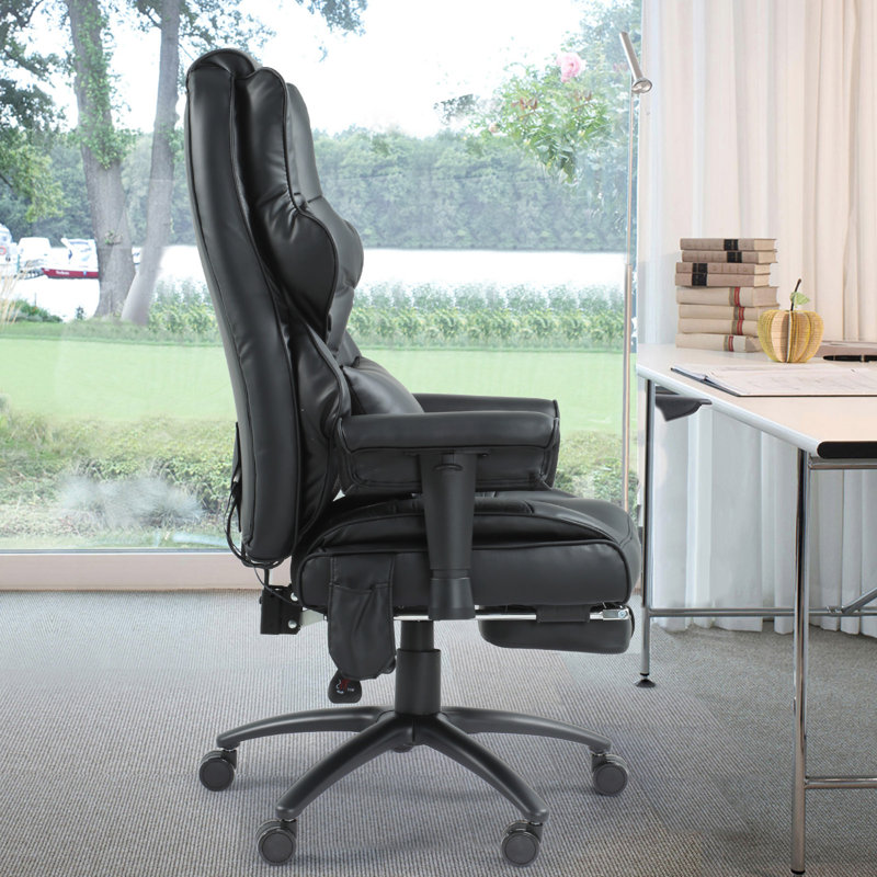 Executive Office Chair, 6-Point Massage Office Chair With Heating Function, High Back PU Leather & Ergonomic Lumbar Support
