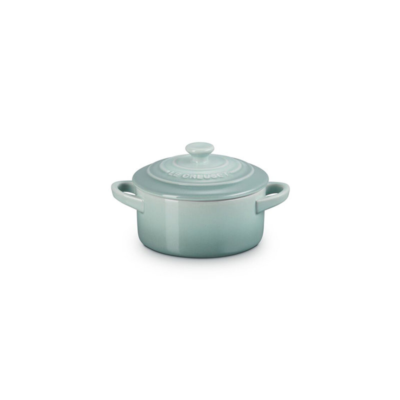 Le Creuset Stoneware Mini Round Cocotte, 24 Ounce, White, Green