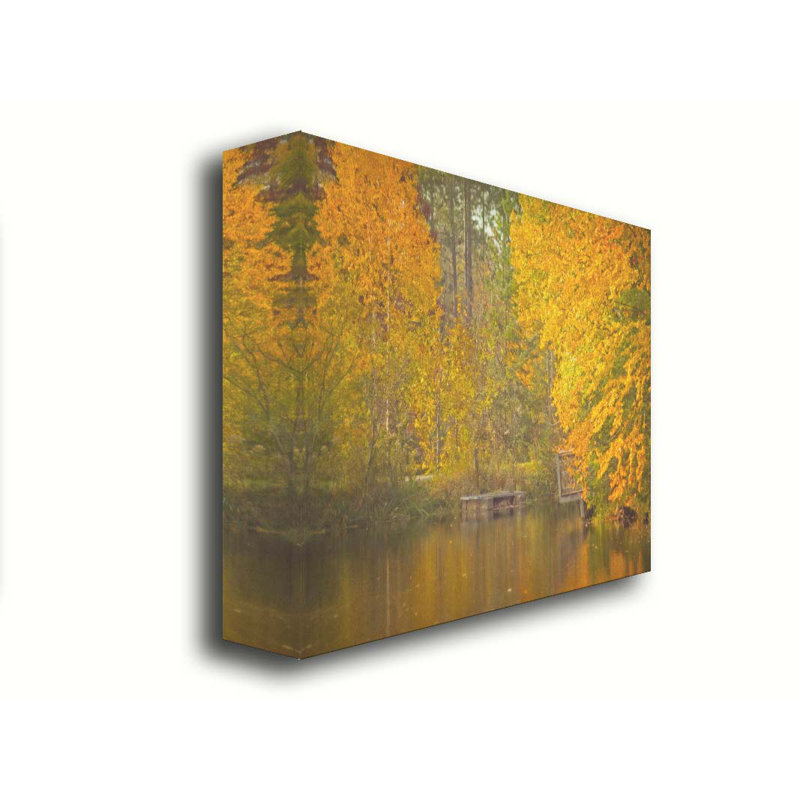 Automne à l'étang par Hal Halli. Toile giclée sur toile, H 30 po x l 40 po