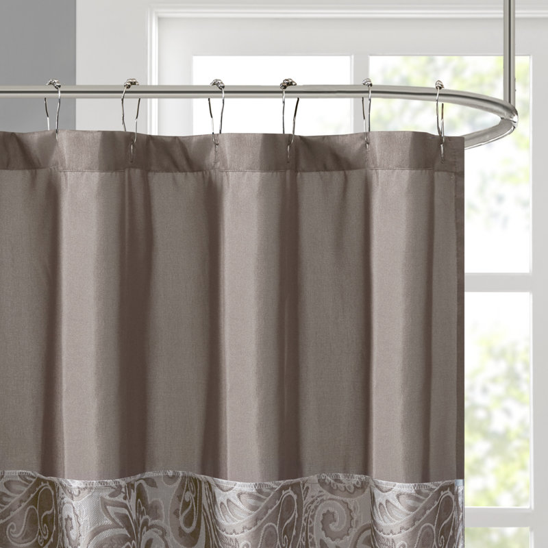 Charlotte Blue and Brown Jacquard Paisley Shower Curtain