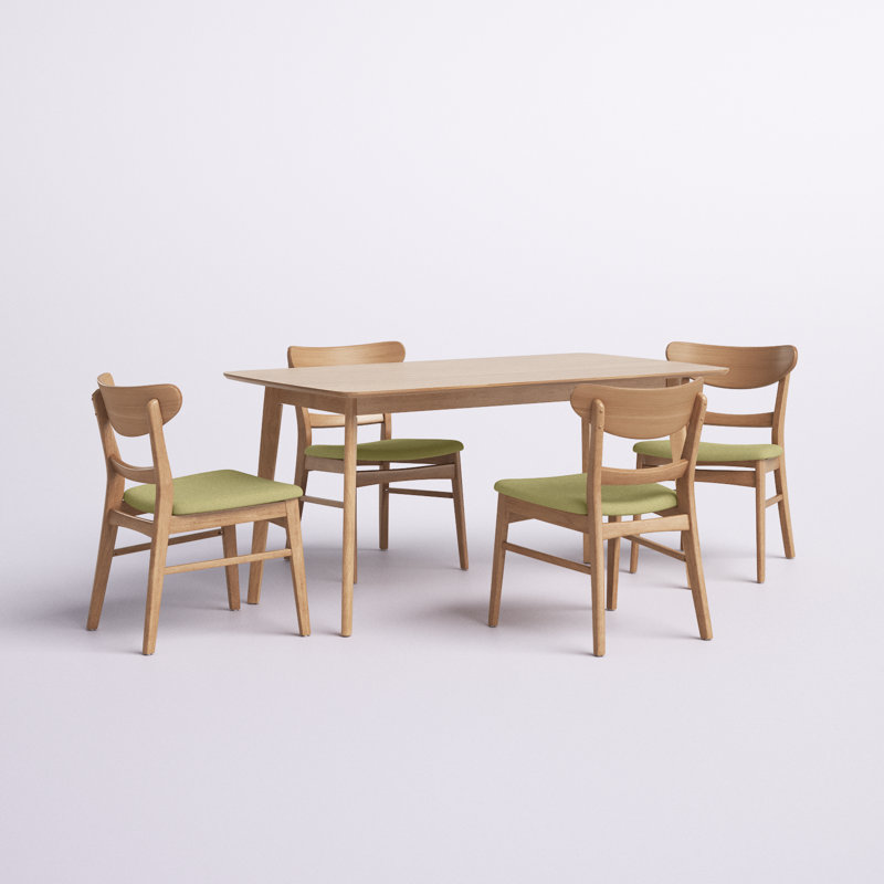 Ensemble de salle à manger pour 4 personnes Armgart, Chêne naturel, Thé vert