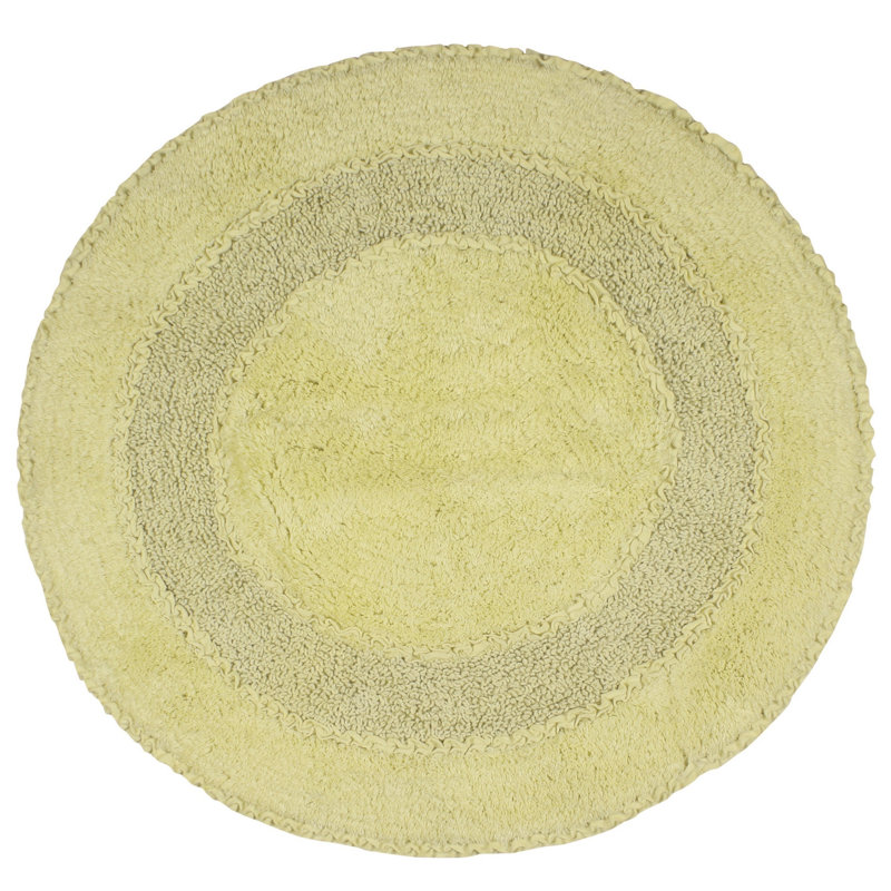 Plush Cotton Round shape bath Rug, Green, 30"W x 30"L