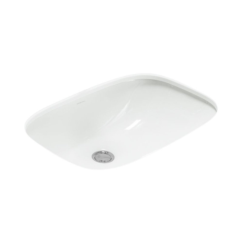 Lavabo de salle de bain rectangulaire encastré en porcelaine vitreuse avec trop-plein Stinson, Blanc