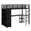 Structure de lit mezzanine avec garde-robe intégrée, bureau et tablettes de rangement