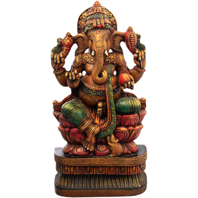 Ganesha en lalitasana sur un lotus rubescent