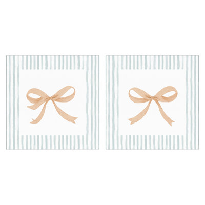 Ensemble de 2 toiles oranges et rayures bleues orange, design par Patricia Pinto