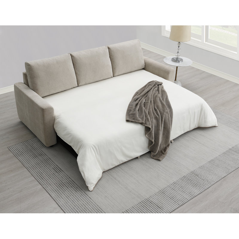 Canapé-lit beige en lin