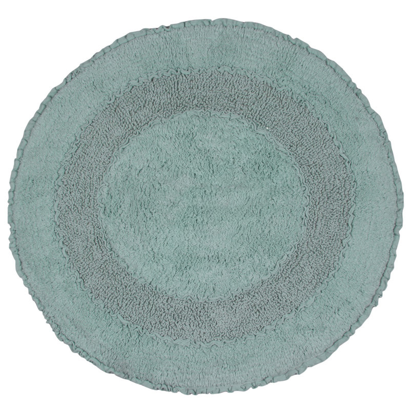 Plush Cotton Round shape bath Rug, Blue, 30"W x 30"L