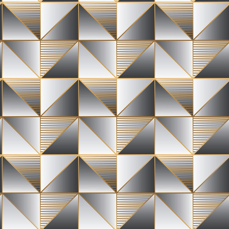 Geometrix 25.4m x 52.8cm Satin Wallpaper Roll, Gold/Black