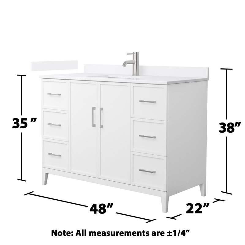 Elan 48'' Single Bathroom Vanity with Quartz Top, White, Single, Brushed Nickel