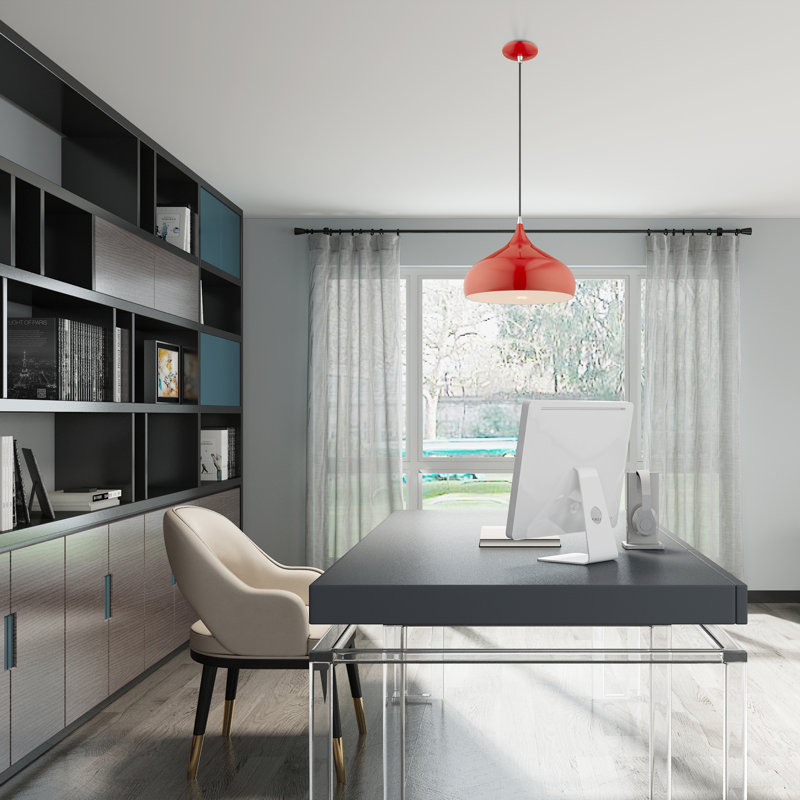 Luminaire suspendu en forme de goutte à 1 lumière Hutchcraft, Rouge luisant, H 17 po x l 15,75 po x P 15,75 po