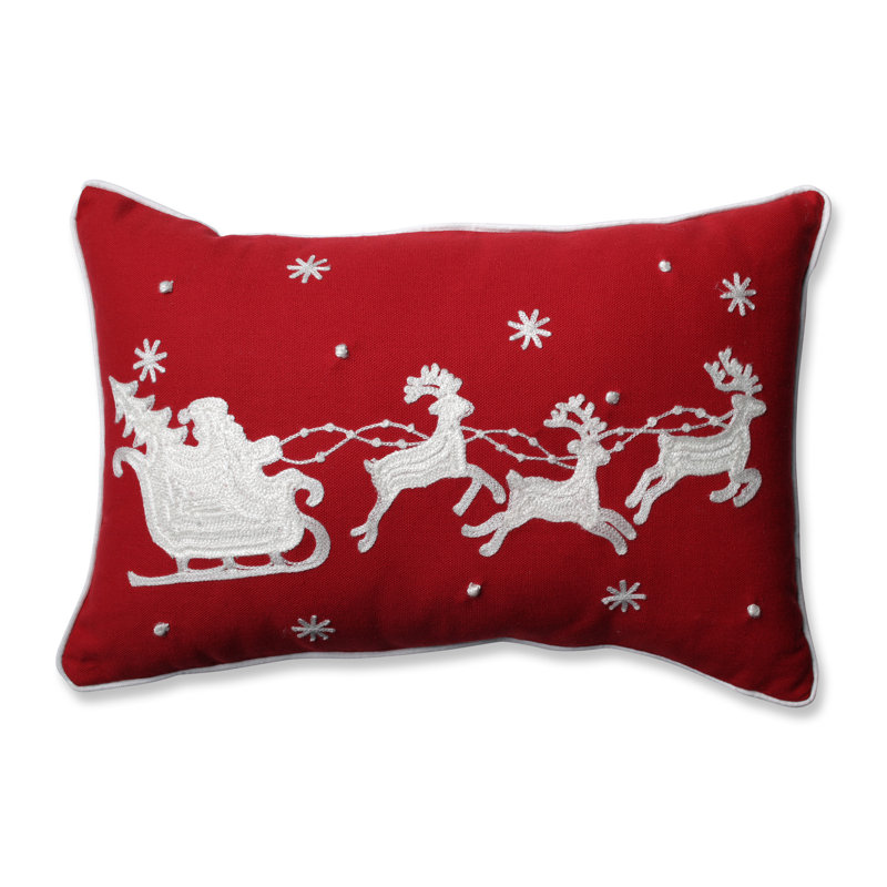 Coussin lombaire renne et traîneau Père Noël