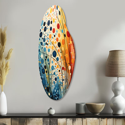 Rickson Colorful Mid Century Dynamic Duality III - Midcentury Modern Curved Metal Wall Art, Modern Asymmetrical Metal Art Print