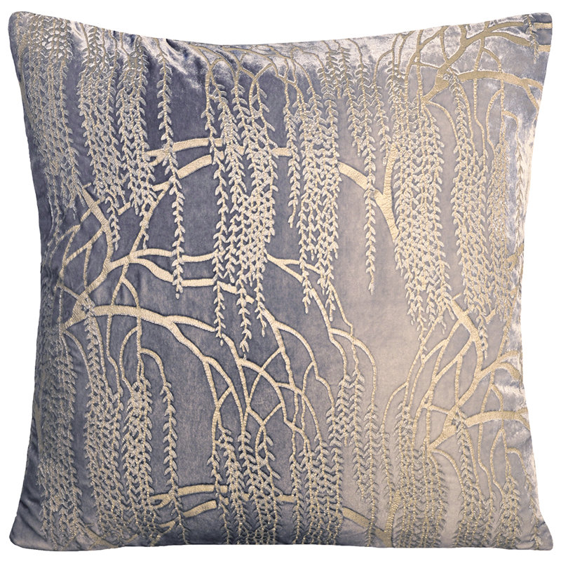 Metallic Square Velvet Pillow Cover & Insert, 18" x 18", Smoke