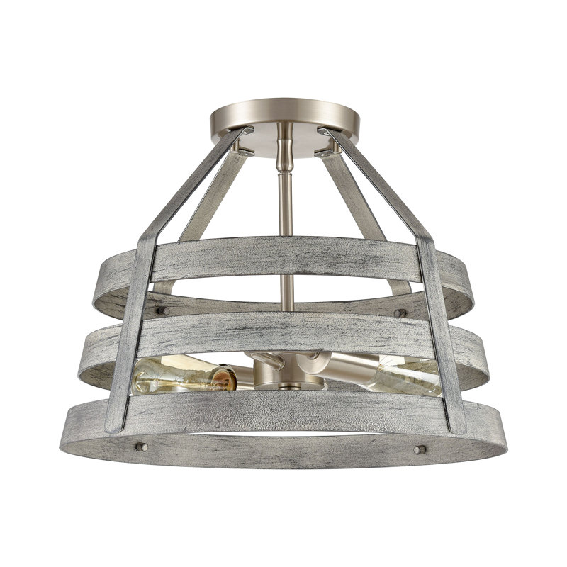 Brigantine 15'' Wide 2-Light Semi Flush Mount - Weathered Driftwood, Gray