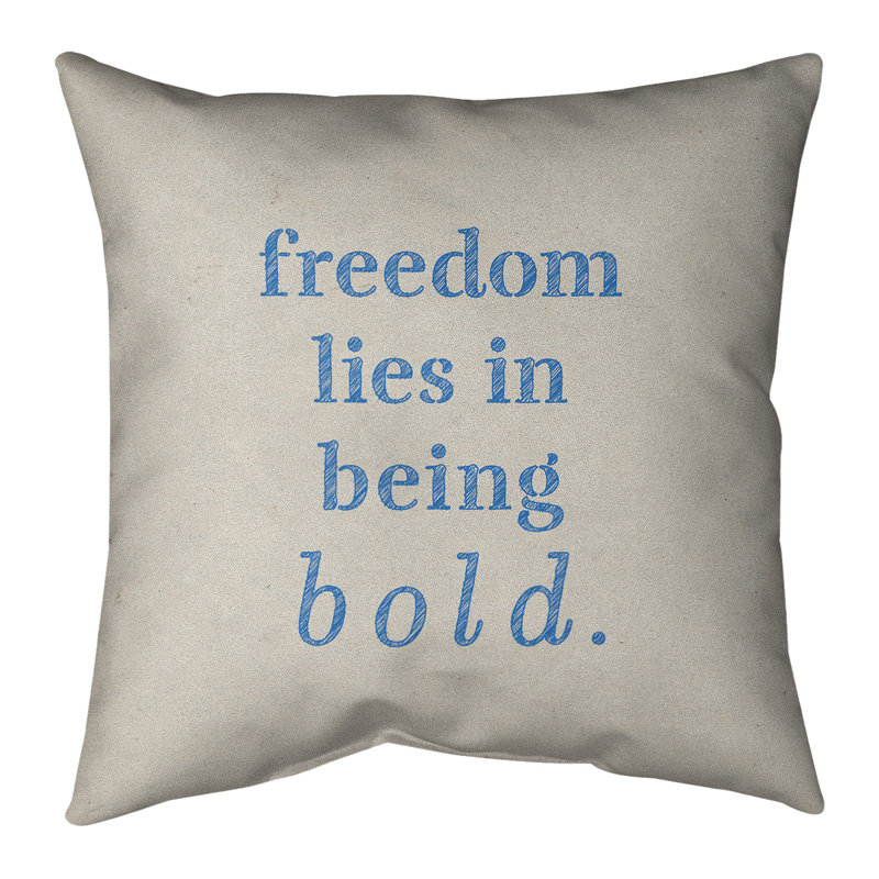 Coussin «Hand Bold», 16 po x 1 po, Blanc / Bleu