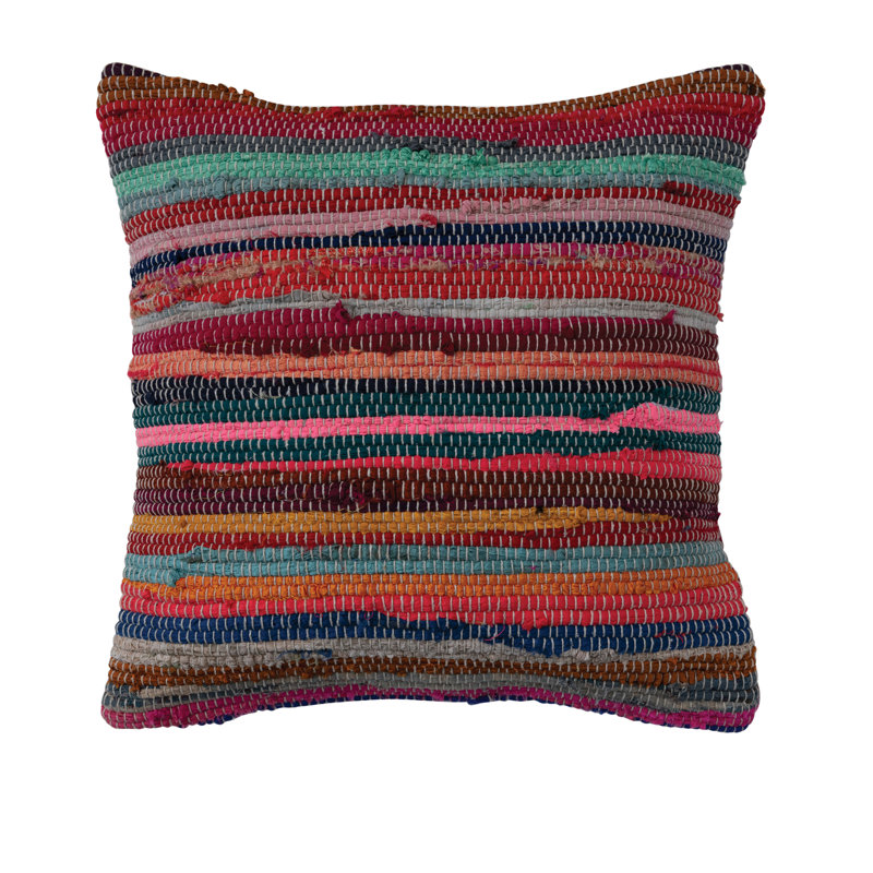 Multicolor Embroidered Cotton Euro Throw Pillow Cover